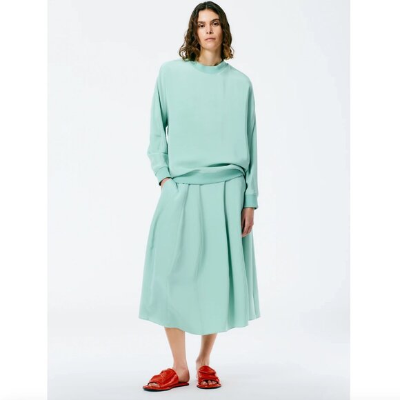 Tibi 4-Ply Silk Silk Crewneck Eased Out Top in "Mint", size 12 - Picture 9 of 11